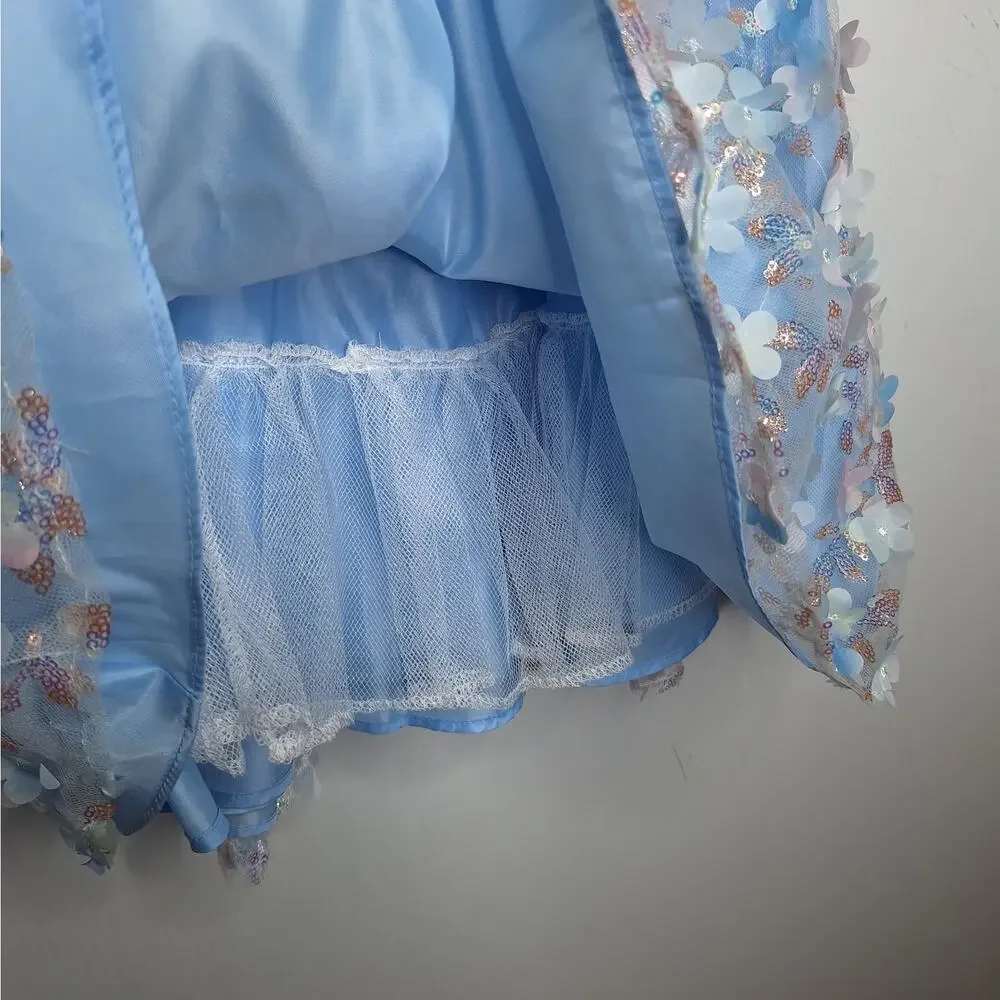 Rare Edition Sequin Floral Dress Girls 5 Fluffy Princess Fancy Party Puff Sleeve